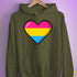 Pansexual Pride Pixel Heart Hoodie - Army